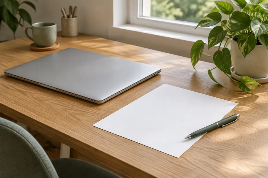 Espace de travail illustrant la rédaction d’un CV